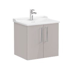 Vitra Root 68141 Lavabo Dolabı, Kapaklı, 60 cm, Parlak Sahra Beji, Klasik Lavabolu